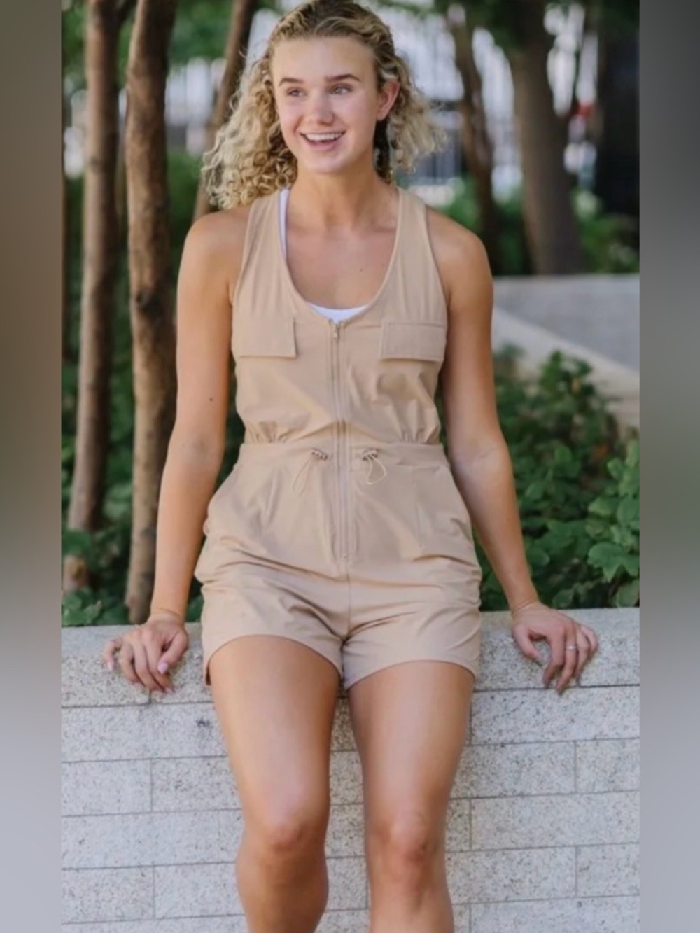 ZYIA Active Zip Front Athletic Romper M Tan
Crisscross Open Back